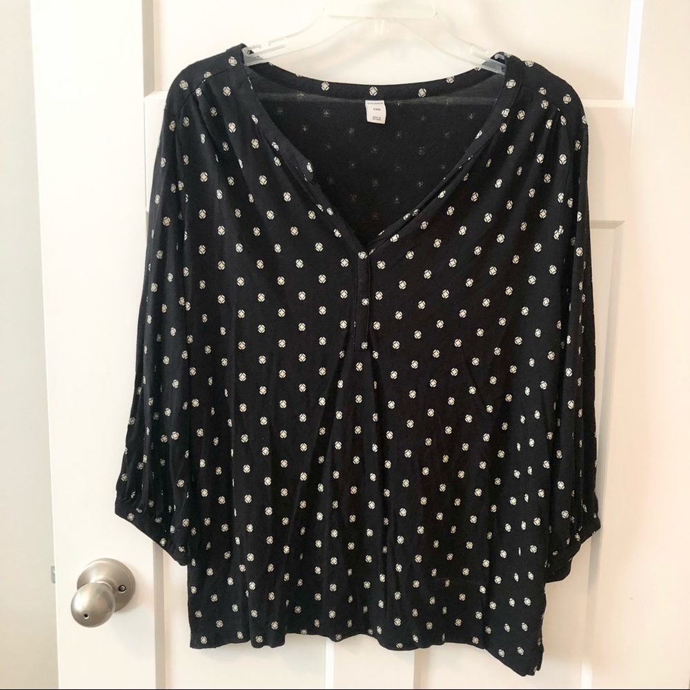 Old Navy Black & White Polka Dot Blouse Large